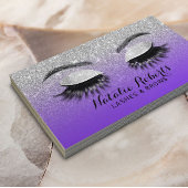 Lashes Brows Makeup Artist Lila & Silver Glitzer Visitenkarte