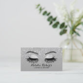 Lashes Brows Makeup Artist Moderner Silver Glitzer Visitenkarte (Stehend Vorderseite)