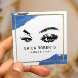 Lashes Brows Makeup Artist Navy Brush Stroke Salon Quadratische Visitenkarte