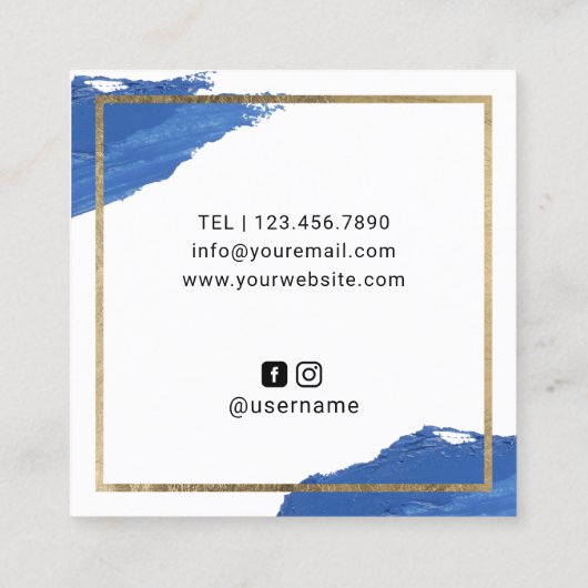 Lashes & brows Makeup Artist Navy Lipstick Salon Quadratische Visitenkarte (Rückseite)