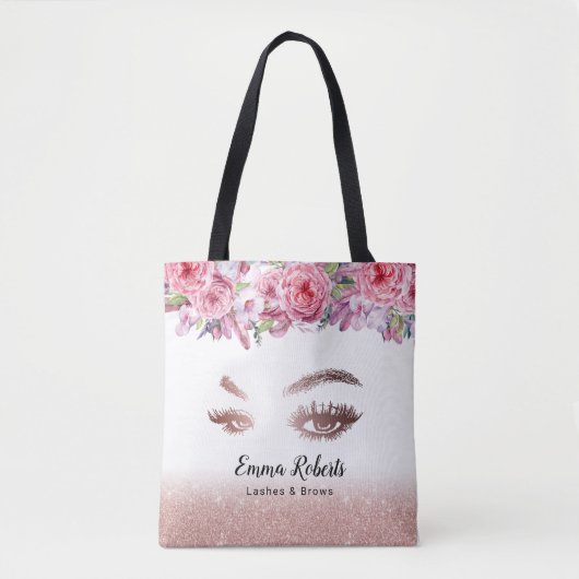 Lashes Brows Makeup Artist Rose Gold Beauty Salon Tasche (Vorderseite)