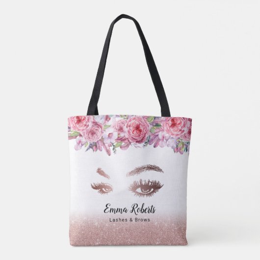 Lashes Brows Makeup Artist Rose Gold Beauty Salon Tasche (Rückseite)