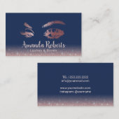 Lashes Brows Makeup Artist Rose Gold Glitter Navy Visitenkarte (Vorne/Hinten)