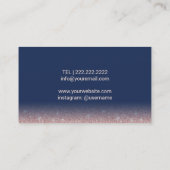 Lashes Brows Makeup Artist Rose Gold Glitter Navy Visitenkarte (Rückseite)