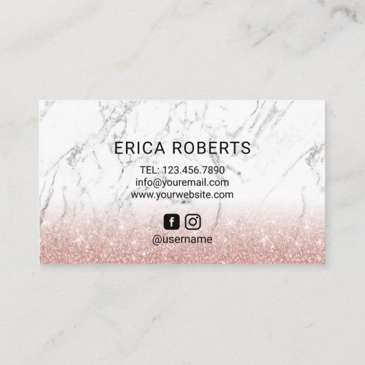 Lashes Brows Makeup Artist Rose Gold Modern Marble Visitenkarte (Rückseite)