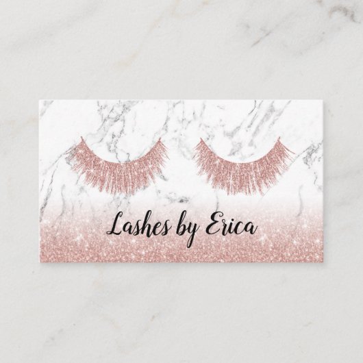 Lashes Brows Makeup Artist Rose Gold Modern Marble Visitenkarte (Vorderseite)