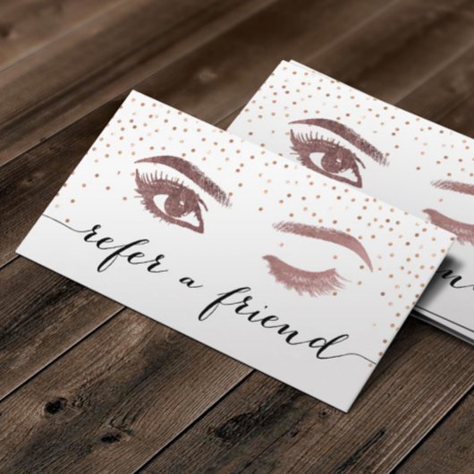 Lashes & Brows Makeup Artist Rose Gold Referendum Empfehlungskarte