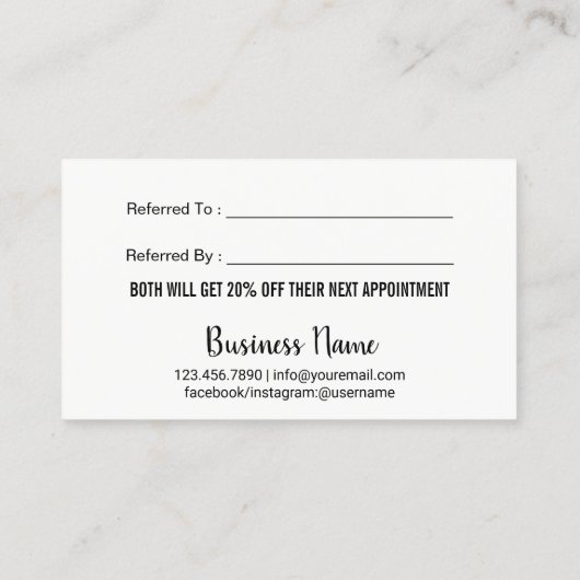 Lashes & Brows Makeup Artist Rose Gold Referendum Empfehlungskarte (Rückseite)