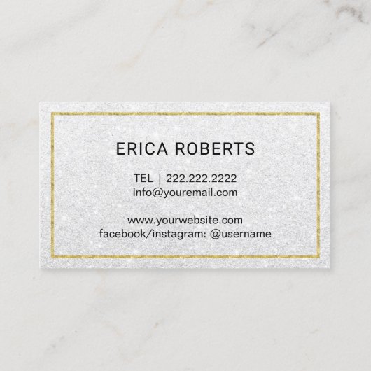 Lashes & brows Makeup Artist Silver Glitzer Floral Visitenkarte (Rückseite)