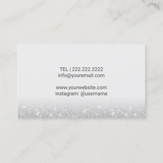 Lashes & brows Makeup Artist Silver Glitzer Salon Visitenkarte (Rückseite)