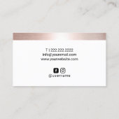 Lashes Brows Makeup Artist Trendy Rose Gold Border Visitenkarte (Rückseite)