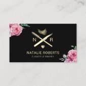 Lashes & Brows Makeup Artist Vintager Blumensalon Visitenkarte (Vorderseite)