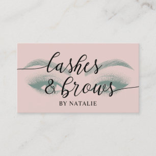 Lashes Brows Makeup Künstler Blush Pink Typografie Visitenkarte