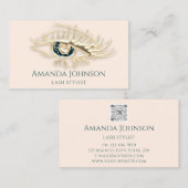 Lashes Brows Makeup Logo Gold Elfenbeincode Qr Cod Visitenkarte (Vorne/Hinten)