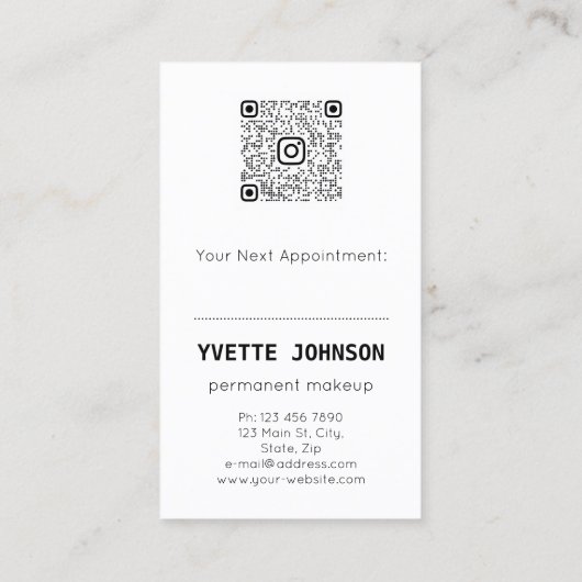 Lashes Brows Makeup Logo QR Code Lippen Kiss Visitenkarte (Rückseite)