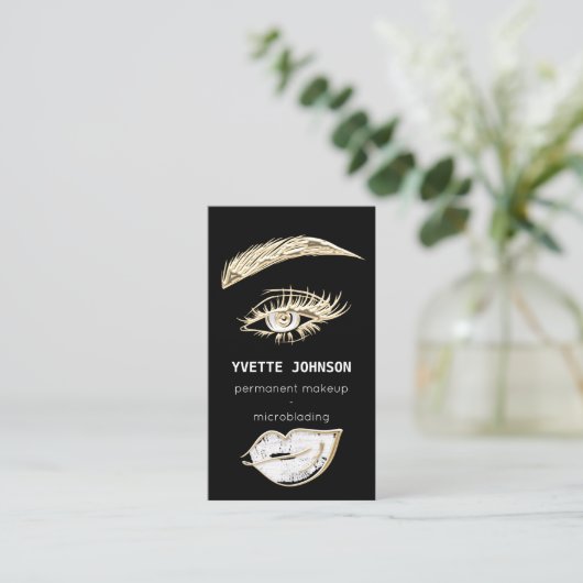 Lashes Brows Makeup Logo QR Code Lippen Kiss Visitenkarte (Stehend Vorderseite)