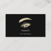 Lashes Brows Makeup Logo Social Black Gold Visitenkarte (Vorderseite)