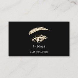 Lashes Brows Makeup Logo Social Black Gold Visitenkarte