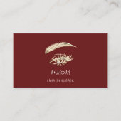 Lashes Brows Makeup Logo Social Media Burgundy Visitenkarte (Vorderseite)