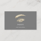 Lashes Brows Makeup Logo Social Media Grau Gold Visitenkarte (Vorderseite)