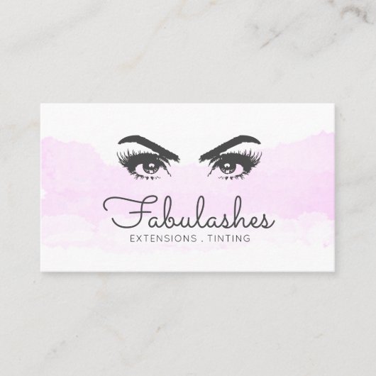 Lashes Brows Makeust Artist Blush Pink Wasserfarbe Visitenkarte (Vorderseite)