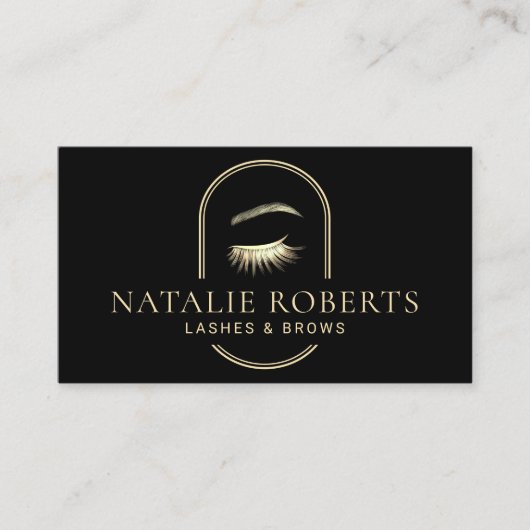 Lashes Brows Makeust Artist Moderne Schwarz & Gold Visitenkarte (Vorderseite)