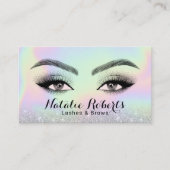 Lashes & Brows Microblading Holographic Beauty Visitenkarte (Vorderseite)
