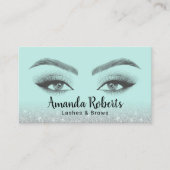 Lashes & Brows Microblading Minze & Silver Glitzer Visitenkarte (Vorderseite)