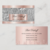 Lashes & Brows Microblading Pink & Silver Glitzer Visitenkarte (Vorne/Hinten)