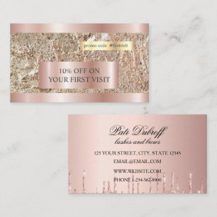 Lashes & Brows Microblading Pink & Silver Glitzer Visitenkarte