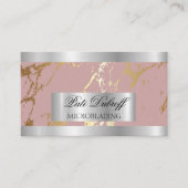 Lashes & Brows Microblading Pink & Silver Glitzer Visitenkarte (Vorderseite)
