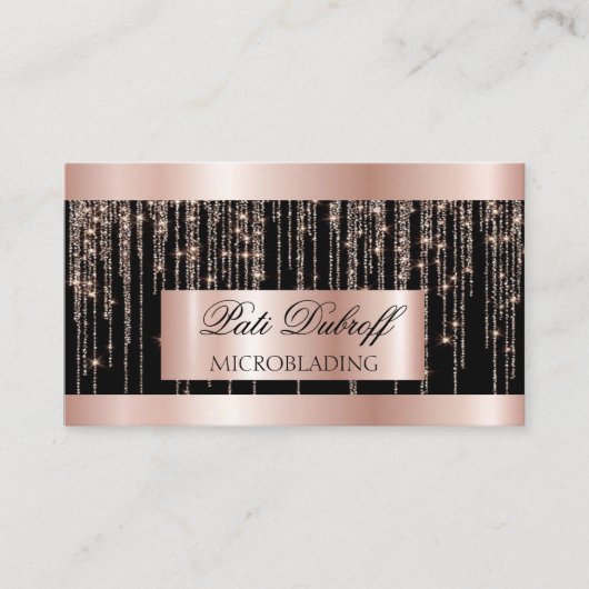 Lashes & Brows Microblading Pink & Silver Glitzer Visitenkarte (Vorderseite)