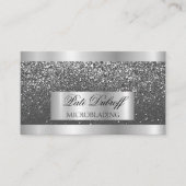 Lashes & Brows Microblading Pink & Silver Glitzer Visitenkarte (Vorderseite)