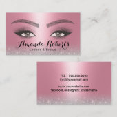 Lashes & Brows Microblading Salon Modernes Rosa Visitenkarte (Vorne/Hinten)