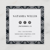 LASHES & BROWS moderner minimalistischer, hellgrau Quadratische Visitenkarte (Rückseite)