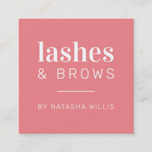 LASHES & BROWS moderner minimalistischer Korallens Quadratische Visitenkarte