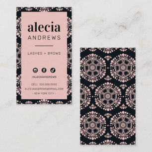 LASHES & BROWS stilvoll Vintag schwarz rosa schwar Visitenkarte