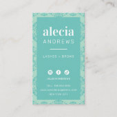 LASHES & BROWS stilvolles Vintages Minzjade Visitenkarte (Vorderseite)