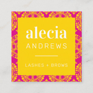 LASHES & BROWS Vintag, elegant, gelocht, hell rosa Quadratische Visitenkarte