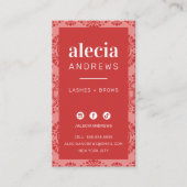 LASHES & BROWS Vintage Korallenrosa Visitenkarte (Vorderseite)
