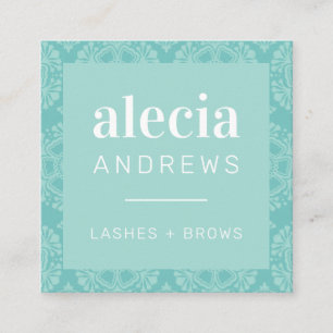 LASHES & BROWS Vintager, eleganter Minzkadengarten Quadratische Visitenkarte