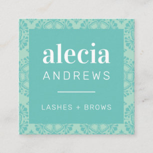 LASHES & BROWS Vintages, elegantes Jademinzgrün Quadratische Visitenkarte