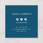 LASHES & BROWS Vintages, elegantes türkisblaues Bl Quadratische Visitenkarte (Rückseite)