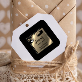 Lashes Cleaner Makeup Beauty Shop Danke BlackWhite Quadratischer Aufkleber