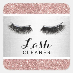 Lashes Cleaner Moderne Rose Gold Glitzer Makeup Quadratischer Aufkleber