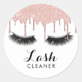 Lashes Cleaner Moderne Rose Gold Tropfen Glam Eyel Runder Aufkleber (Vorderseite)