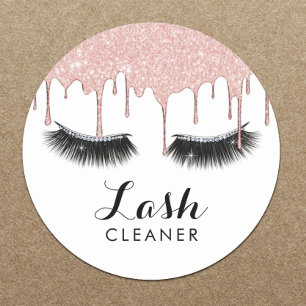 Lashes Cleaner Moderne Rose Gold Tropfen Glam Eyel Runder Aufkleber