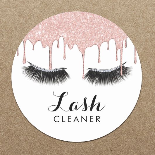 Lashes Cleaner Moderne Rose Gold Tropfen Glam Eyel Runder Aufkleber
