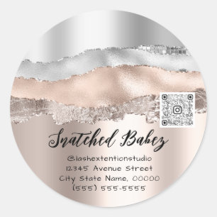 Lashes Cosmetics Logo QR Code Strikes Runder Aufkleber