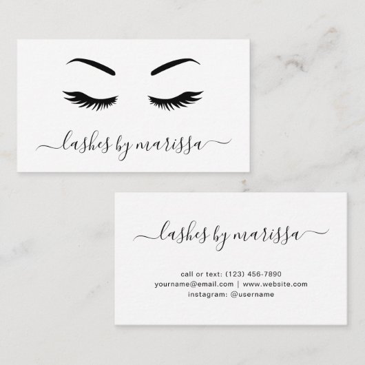 Lashes Einfach Minimalistisch Schwarz und Weiß Visitenkarte (Vorne/Hinten)